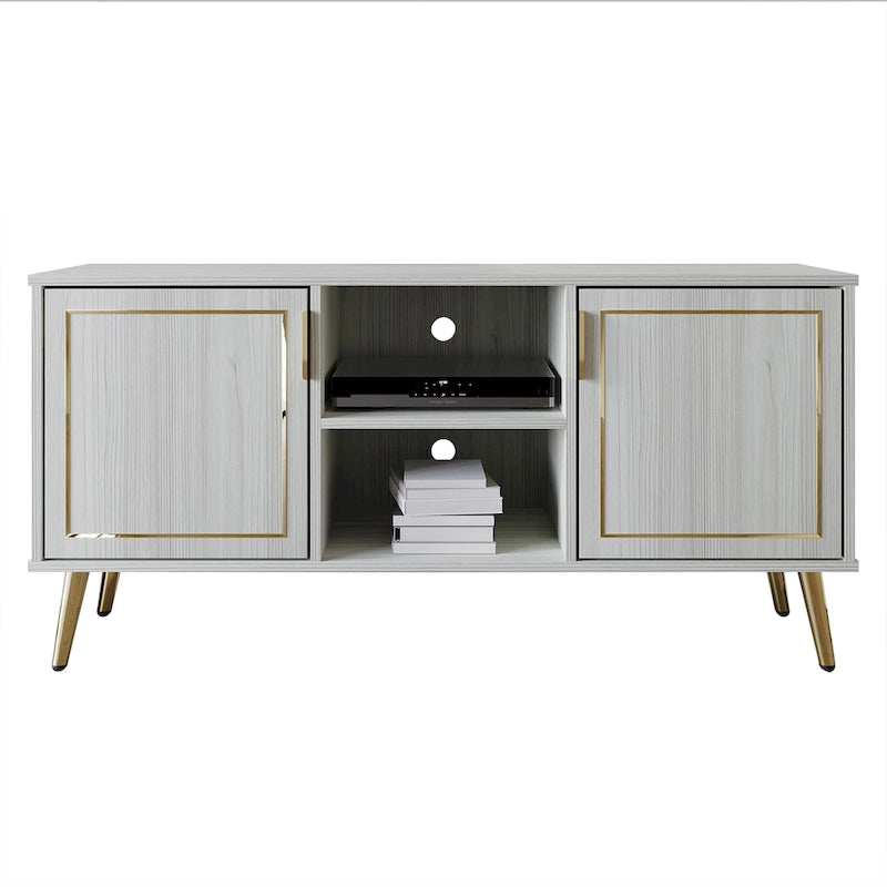 Meuble TV console CraftPorch élégant, moderne, pieds en métal doré