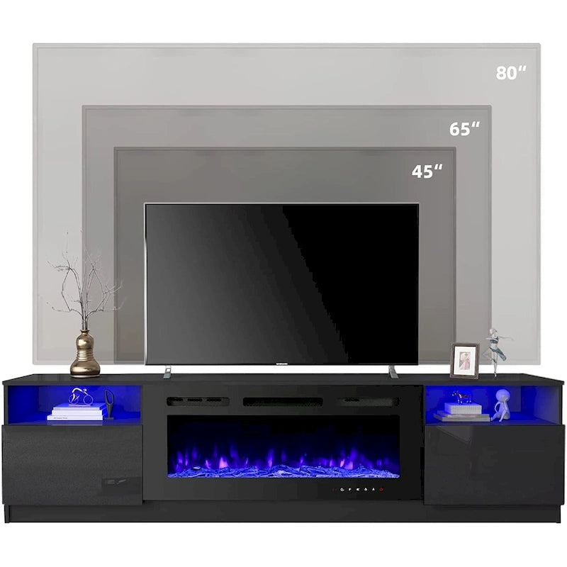 Meuble TV électrique de 36 po avec foyer, centre de divertissement et console TV pour téléviseurs jusqu'à 80 po, chauffage d'appoint moderne pour salon
