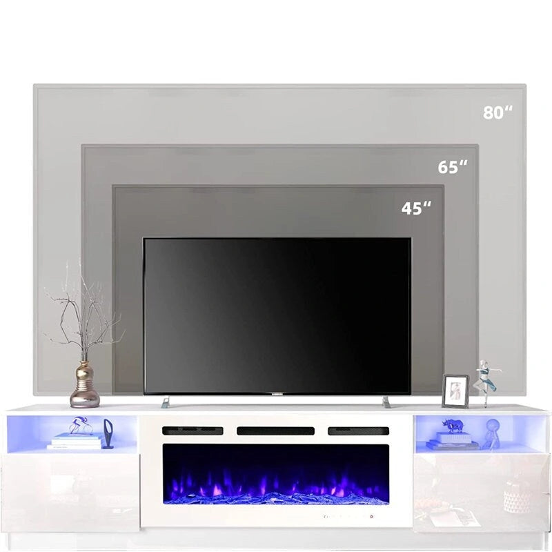 Meuble TV électrique de 36 po avec foyer, centre de divertissement et console TV pour téléviseurs jusqu'à 80 po, chauffage d'appoint moderne pour salon