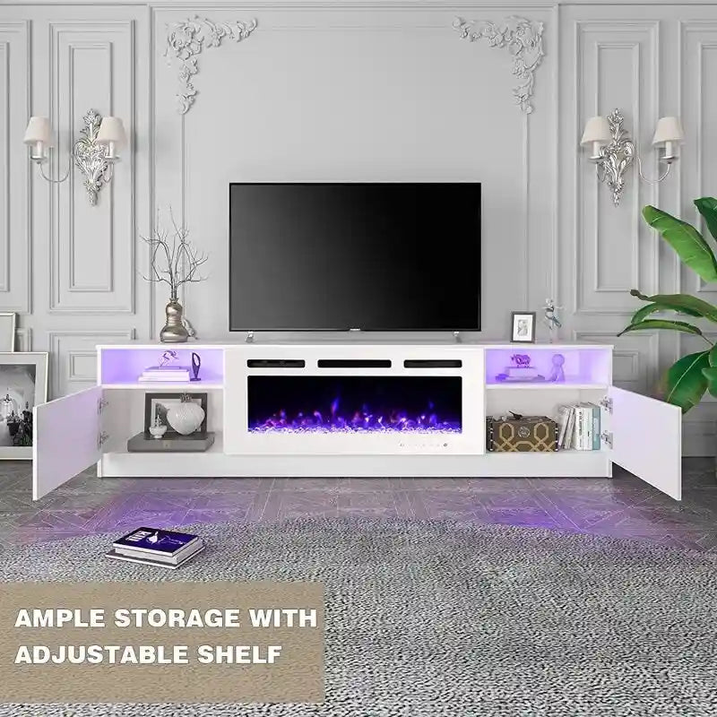 Meuble TV électrique de 36 po avec foyer, centre de divertissement et console TV pour téléviseurs jusqu'à 80 po, chauffage d'appoint moderne pour salon
