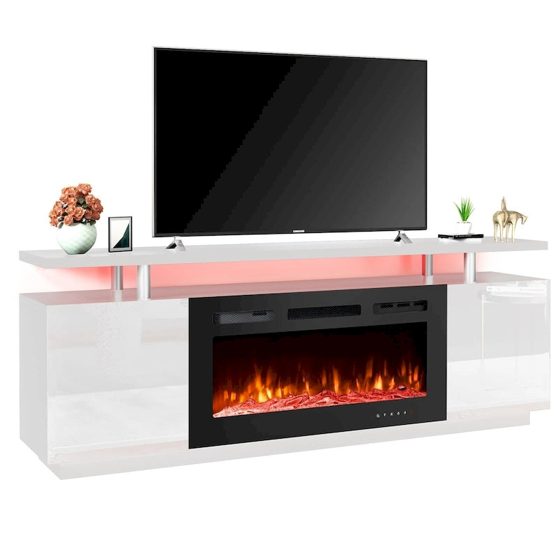 Meuble TV électrique de 36 po avec foyer, centre de divertissement et console TV pour téléviseurs jusqu'à 80 po, chauffage d'appoint moderne pour salon