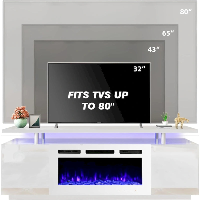 Meuble TV électrique de 36 po avec foyer, centre de divertissement et console TV pour téléviseurs jusqu'à 80 po, chauffage d'appoint moderne pour salon