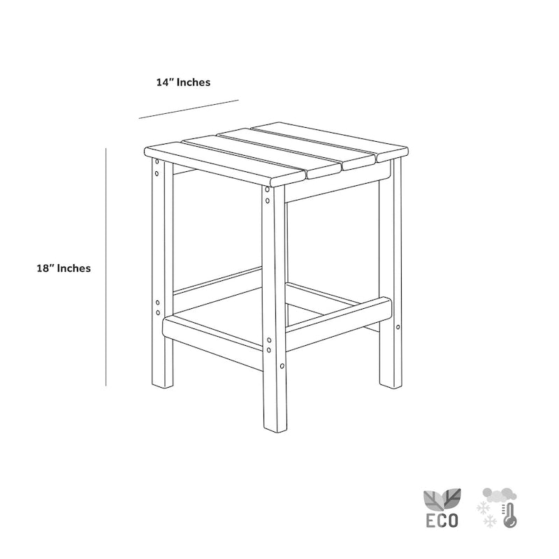 Polytrends Laguna Chaise longue inclinable en polyéthylène haute densité pour extérieur, terrasse et piscine, toutes saisons, avec table d'appoint (ensemble 2 pièces)