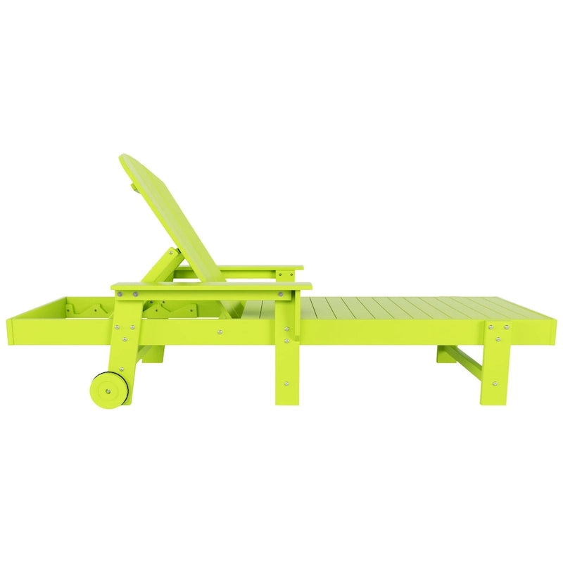 Polytrends Laguna Chaise longue inclinable en polyéthylène haute densité pour extérieur, terrasse et piscine, toutes saisons, avec table d'appoint (ensemble 2 pièces)