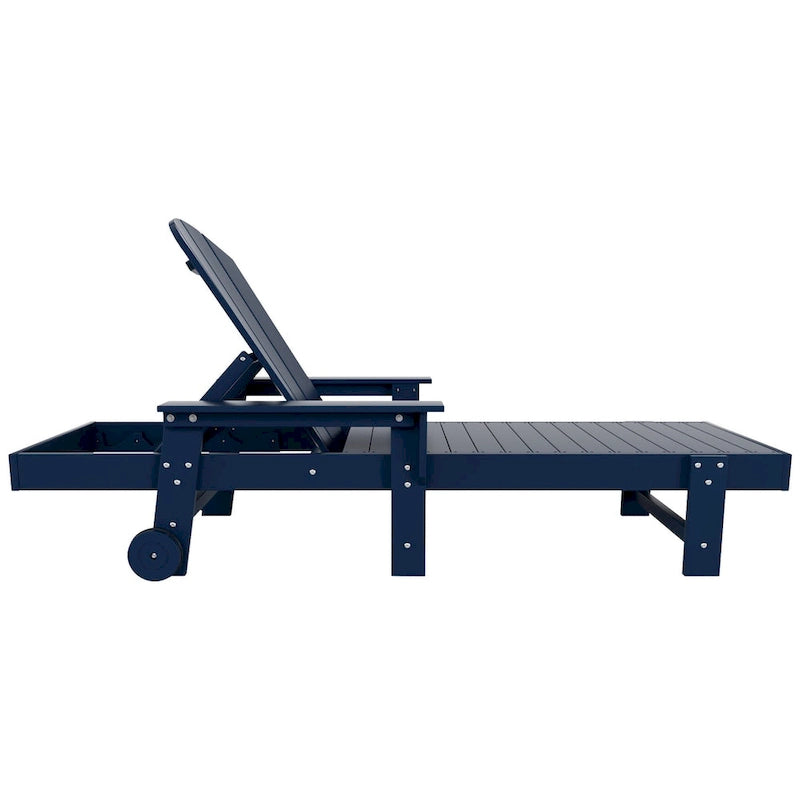 Polytrends Laguna Chaise longue inclinable en polyéthylène haute densité pour extérieur, terrasse et piscine, toutes saisons, avec table d'appoint (ensemble 2 pièces)