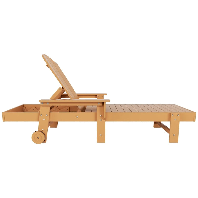 Polytrends Laguna Chaise longue inclinable en polyéthylène haute densité pour extérieur, terrasse et piscine, toutes saisons, avec table d'appoint (ensemble 2 pièces)