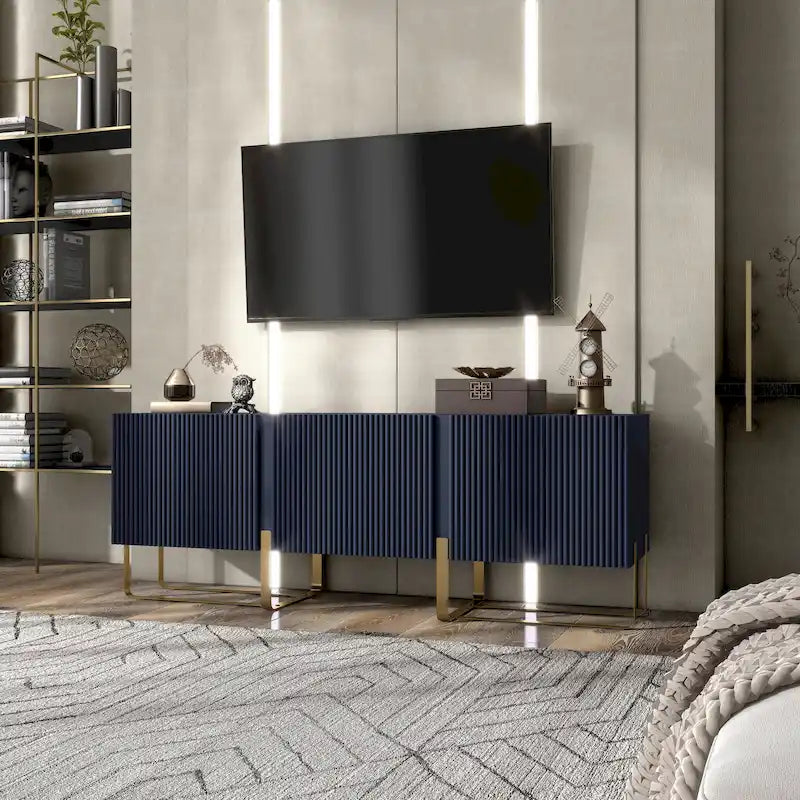 Meuble TV de rangement à 3 portes DH BASIC Modern 60 pouces par Denhour