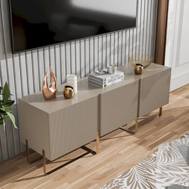 Meuble TV de rangement à 3 portes DH BASIC Modern 60 pouces par Denhour