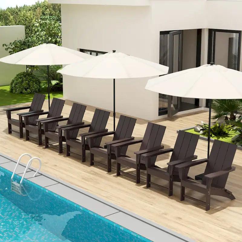 Polytrends Shoreside Modern Poly Folding Eco-Friendly All Weather Adirondack Chair (Set of 8)