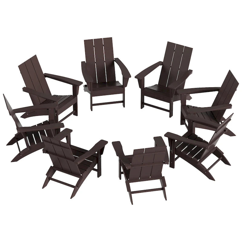 Fauteuil Adirondack Moderne Poly Pliable Écologique Tout Temps Polytrends Shoreside (Lot de 8)