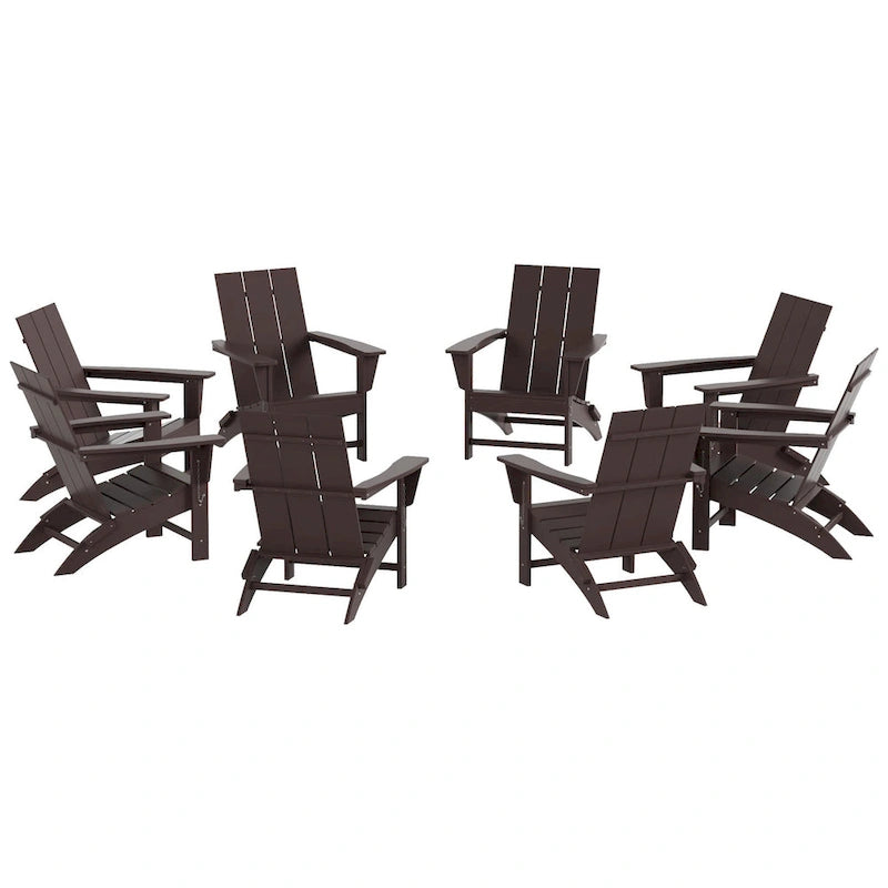 Fauteuil Adirondack Moderne Poly Pliable Écologique Tout Temps Polytrends Shoreside (Lot de 8)