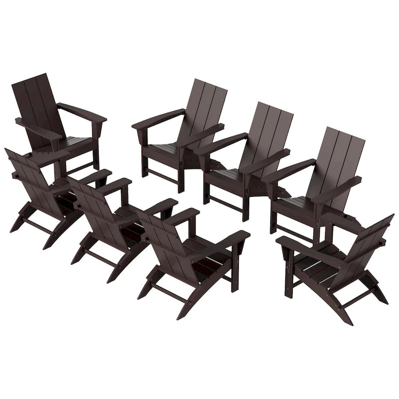 Fauteuil Adirondack Moderne Poly Pliable Écologique Tout Temps Polytrends Shoreside (Lot de 8)