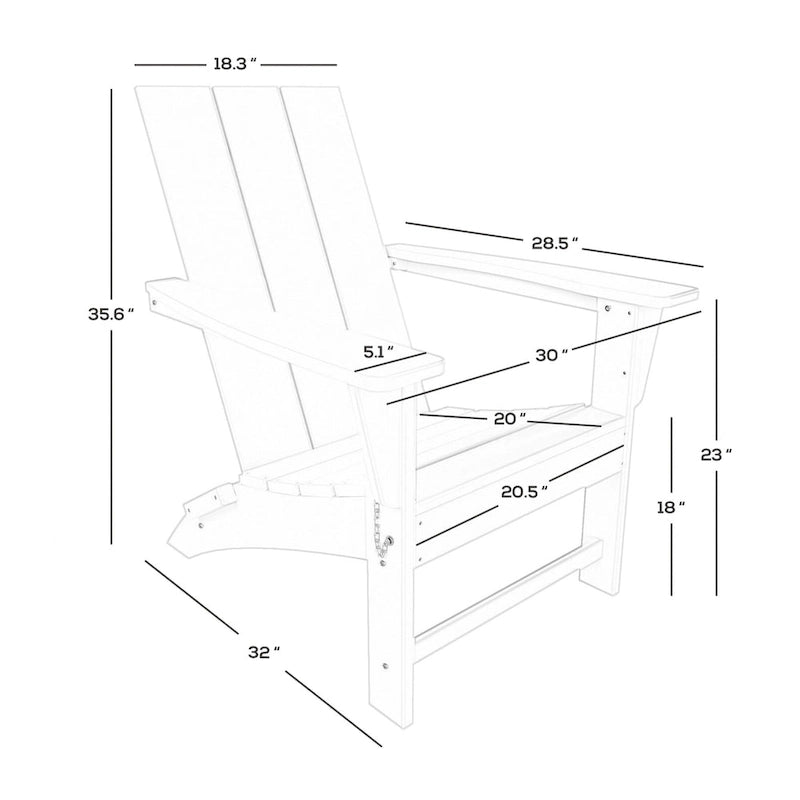 Fauteuil Adirondack Moderne Poly Pliable Écologique Tout Temps Polytrends Shoreside (Lot de 8)