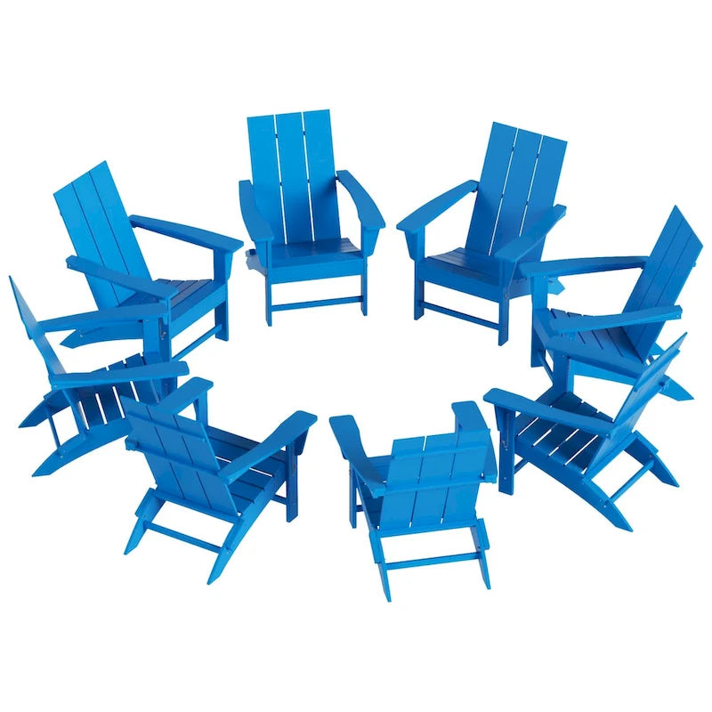 Fauteuil Adirondack Moderne Poly Pliable Écologique Tout Temps Polytrends Shoreside (Lot de 8)