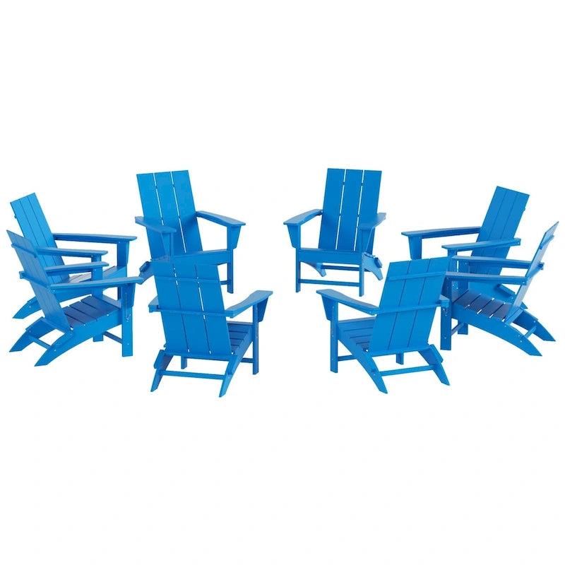 Fauteuil Adirondack Moderne Poly Pliable Écologique Tout Temps Polytrends Shoreside (Lot de 8)