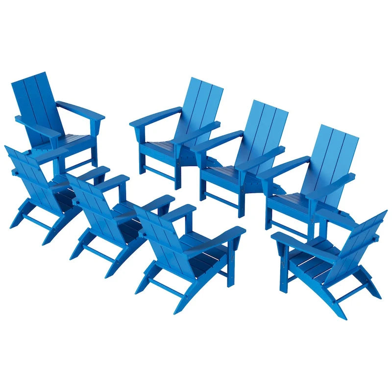 Fauteuil Adirondack Moderne Poly Pliable Écologique Tout Temps Polytrends Shoreside (Lot de 8)