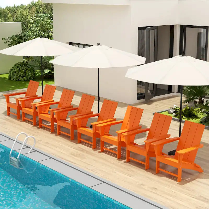 Fauteuil Adirondack Moderne Poly Pliable Écologique Tout Temps Polytrends Shoreside (Lot de 8)