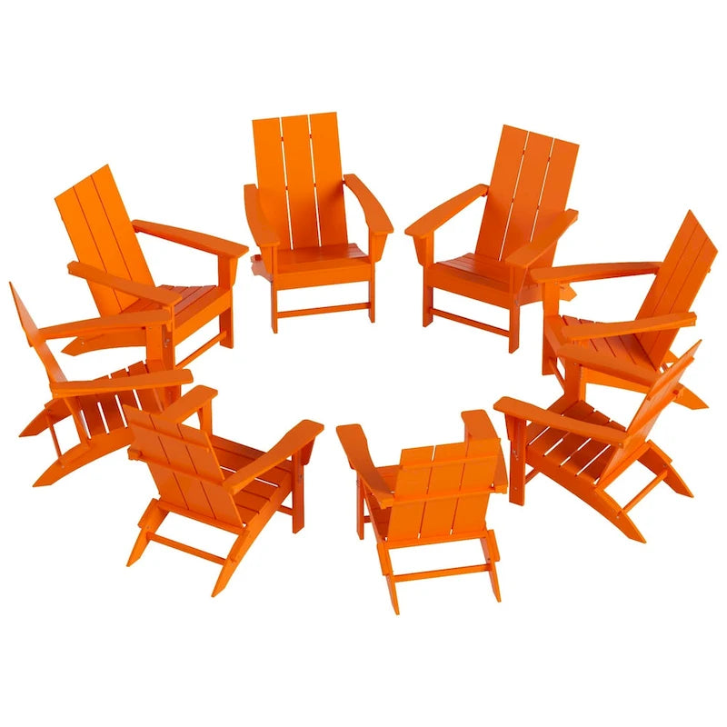 Fauteuil Adirondack Moderne Poly Pliable Écologique Tout Temps Polytrends Shoreside (Lot de 8)