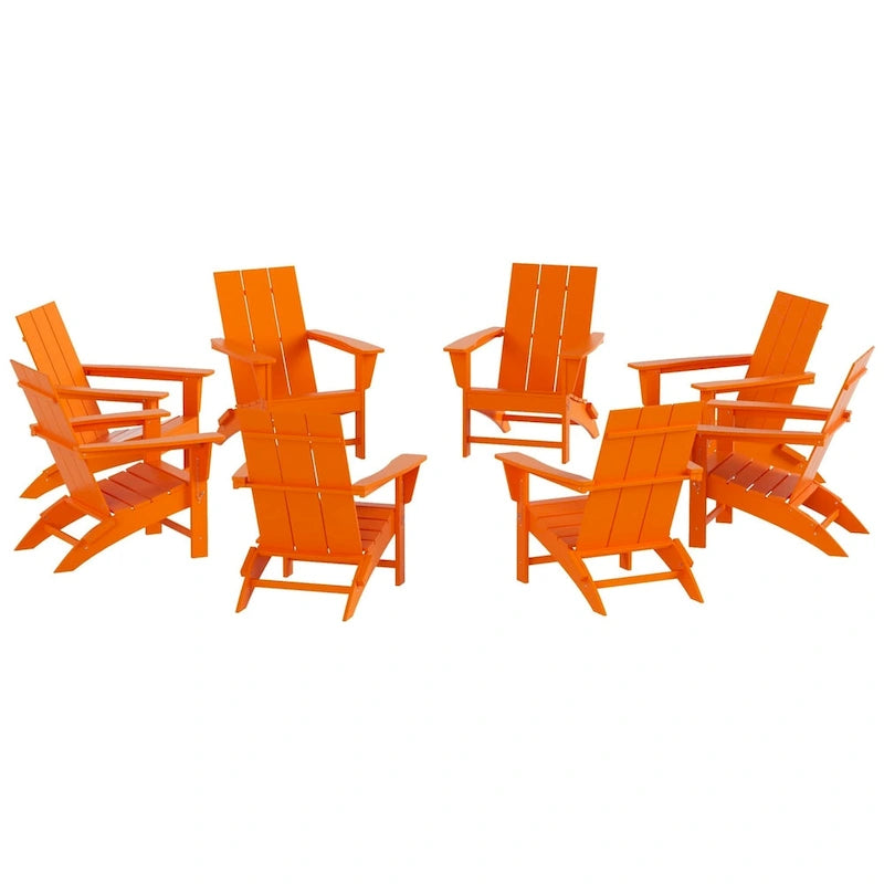 Fauteuil Adirondack Moderne Poly Pliable Écologique Tout Temps Polytrends Shoreside (Lot de 8)