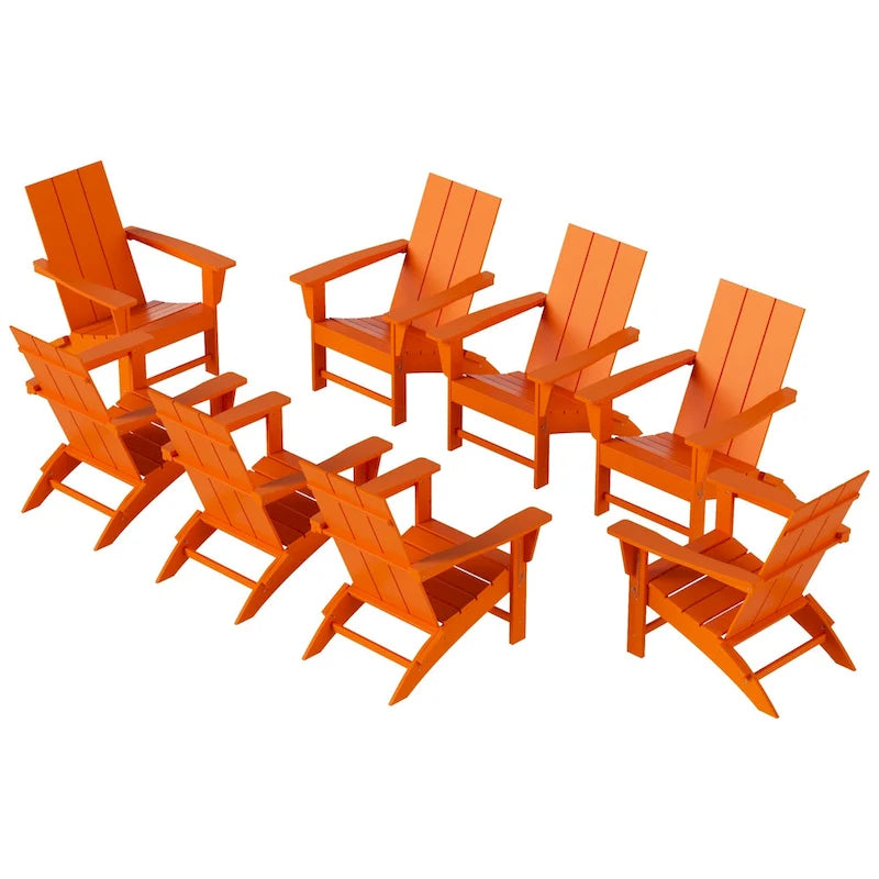 Fauteuil Adirondack Moderne Poly Pliable Écologique Tout Temps Polytrends Shoreside (Lot de 8)