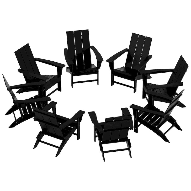 Fauteuil Adirondack Moderne Poly Pliable Écologique Tout Temps Polytrends Shoreside (Lot de 8)