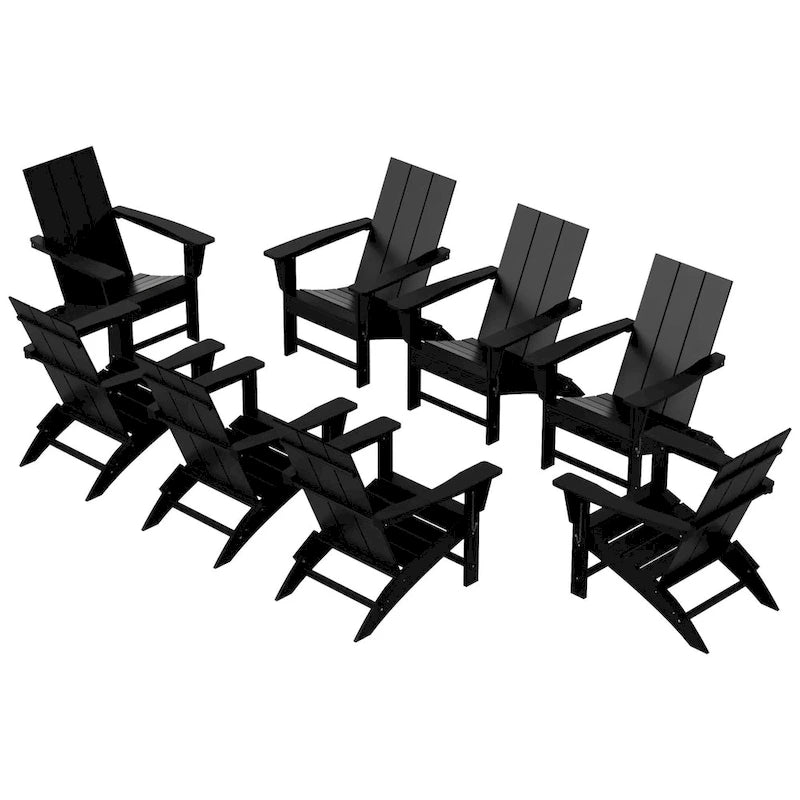 Fauteuil Adirondack Moderne Poly Pliable Écologique Tout Temps Polytrends Shoreside (Lot de 8)