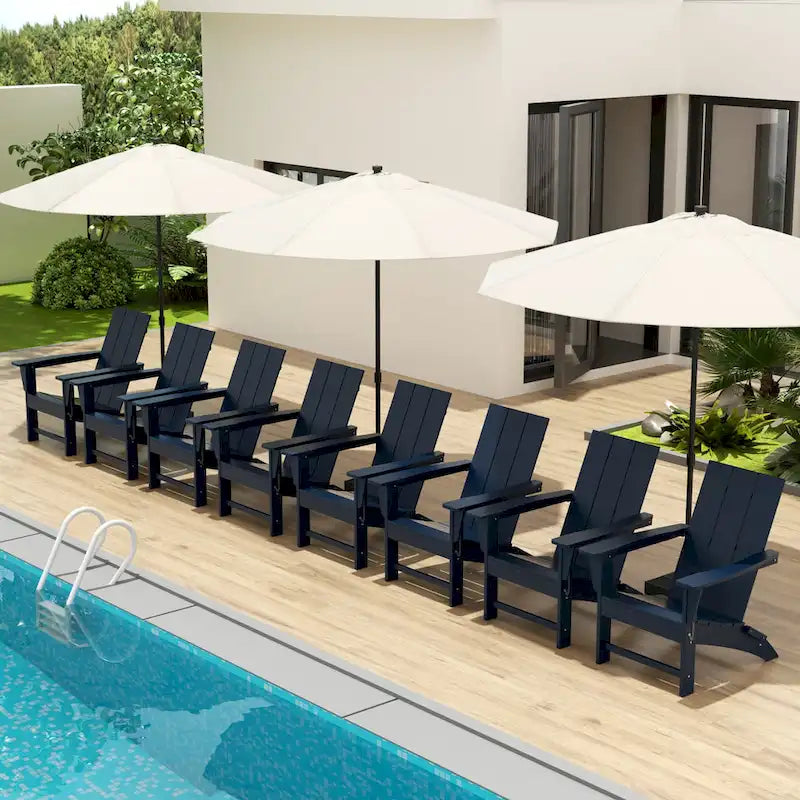 Fauteuil Adirondack Moderne Poly Pliable Écologique Tout Temps Polytrends Shoreside (Lot de 8)