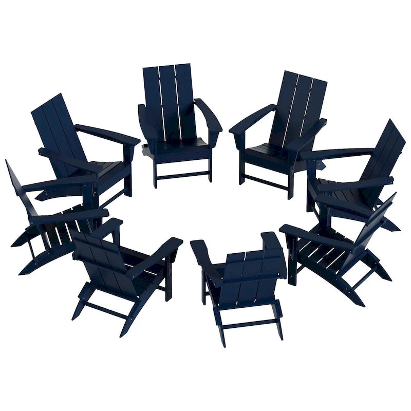 Fauteuil Adirondack Moderne Poly Pliable Écologique Tout Temps Polytrends Shoreside (Lot de 8)