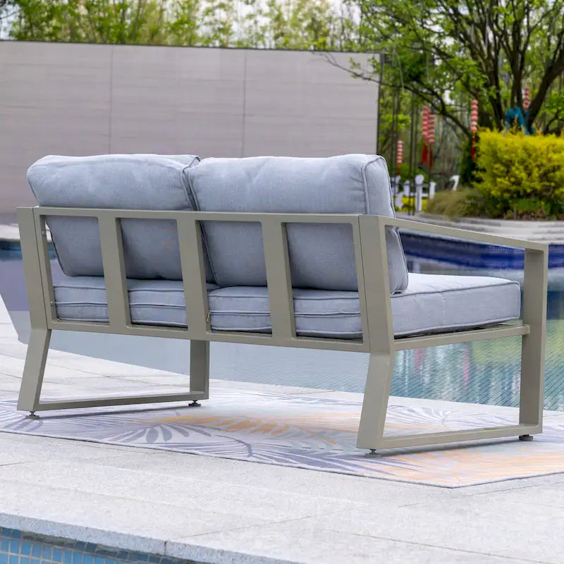 Ensemble de conversation 4 pièces pour patio avec table basse et coussins