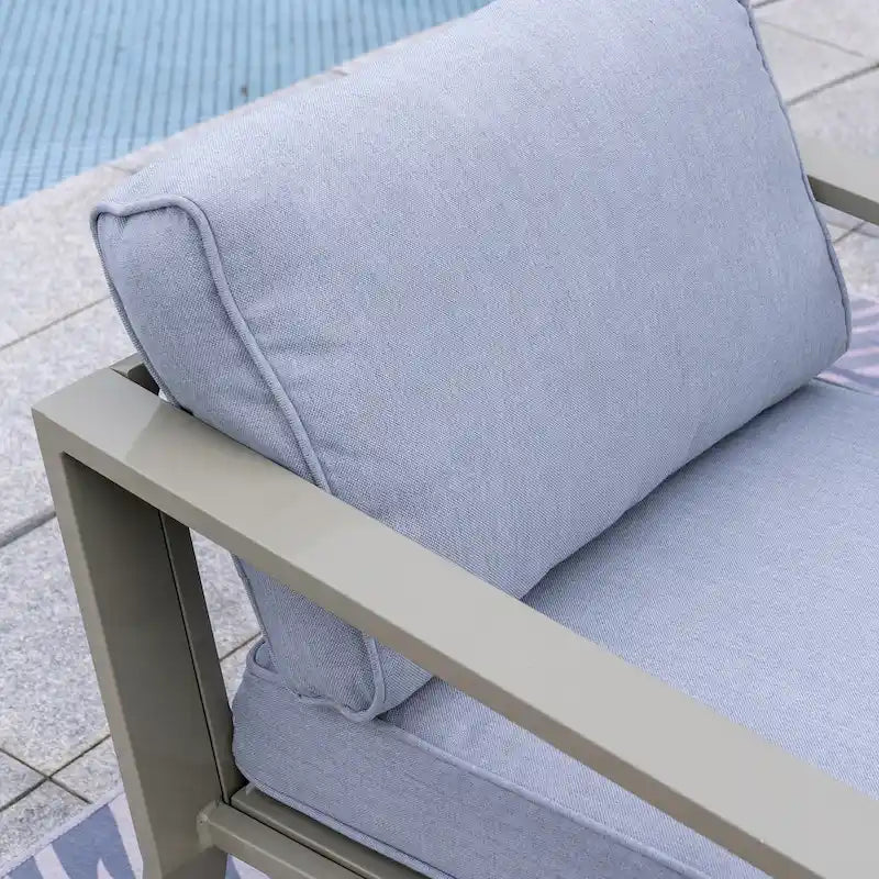 Ensemble de conversation 4 pièces pour patio avec table basse et coussins