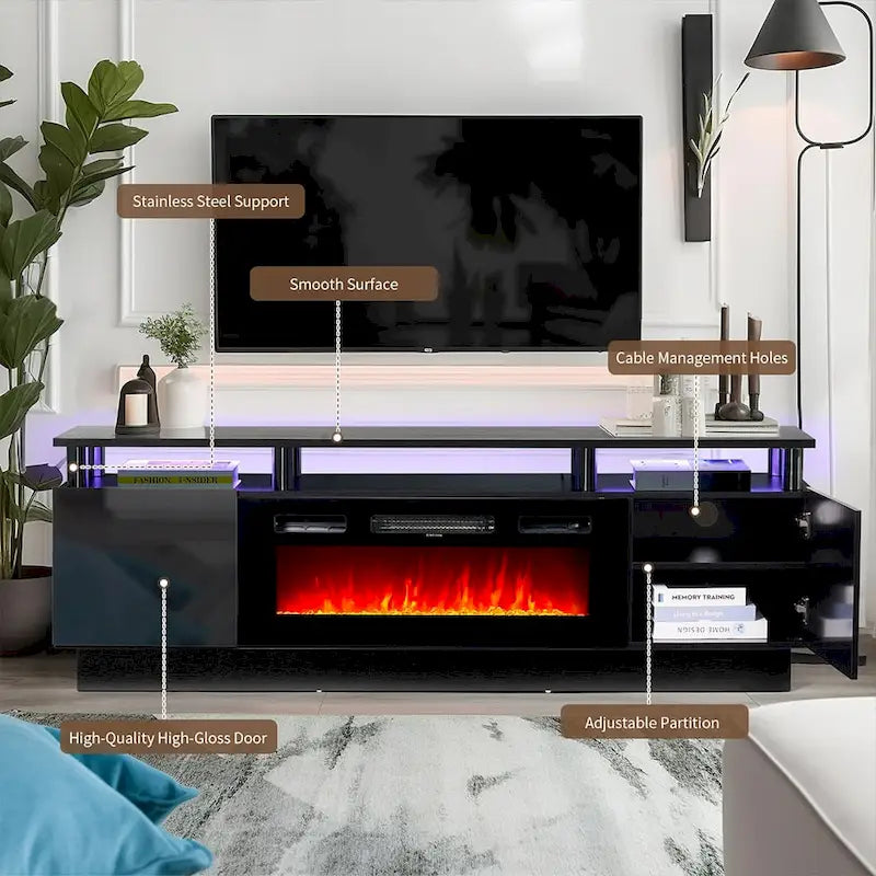 Meuble TV de 70 po avec foyer électrique de 36 po