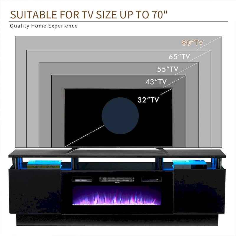Meuble TV de 70 po avec foyer électrique de 36 po