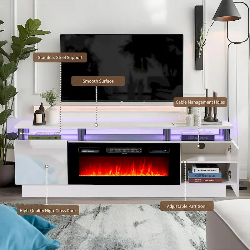 Meuble TV de 70 po avec foyer électrique de 36 po