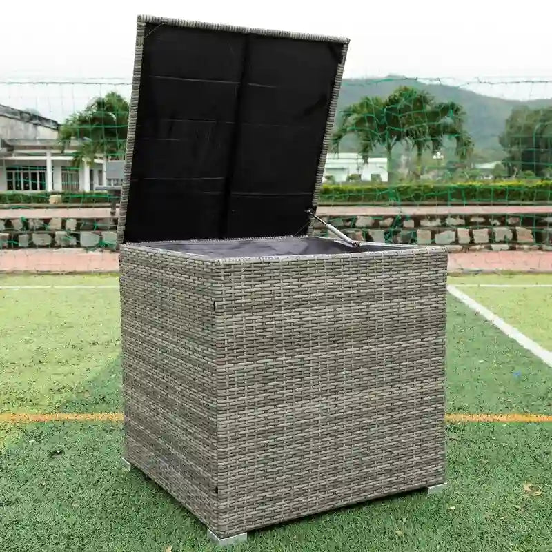 Ensemble de canapé d'extérieur en osier de 4 pièces pour patio avec boîte de rangement