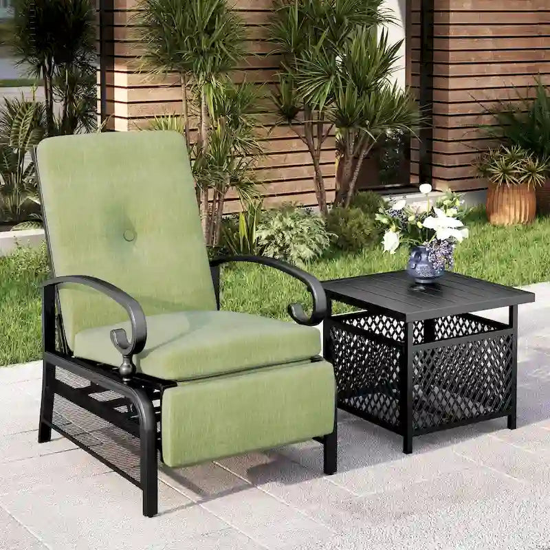 MAISON ARTS Ensemble Bistro 2 pièces avec Fauteuil Inclinable Réglable et Table d'Appoint