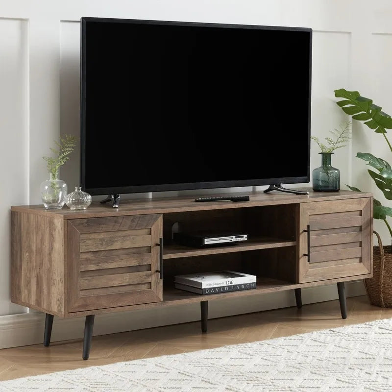 Meuble TV Mid-Century Modern pour téléviseurs jusqu'à 70 po Meuble TV Console multimédia - 20,5 H x 59 L x 15,5 P