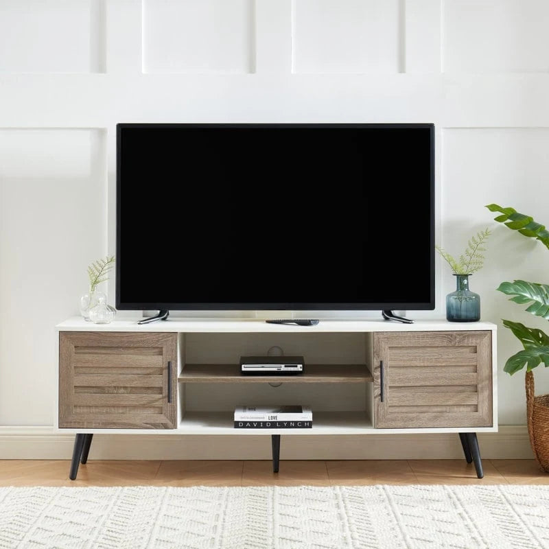 Meuble TV Mid-Century Modern pour téléviseurs jusqu'à 70 po Meuble TV Console multimédia - 20,5 H x 59 L x 15,5 P