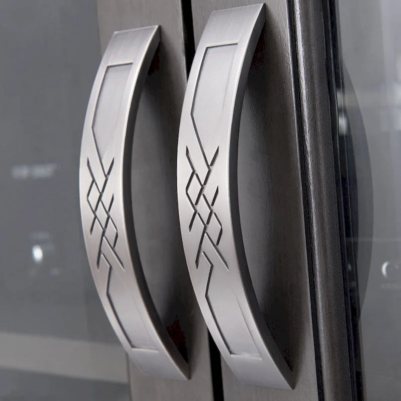 Meuble TV d'angle Leick Home en chêne massif avec deux portes, style mission
