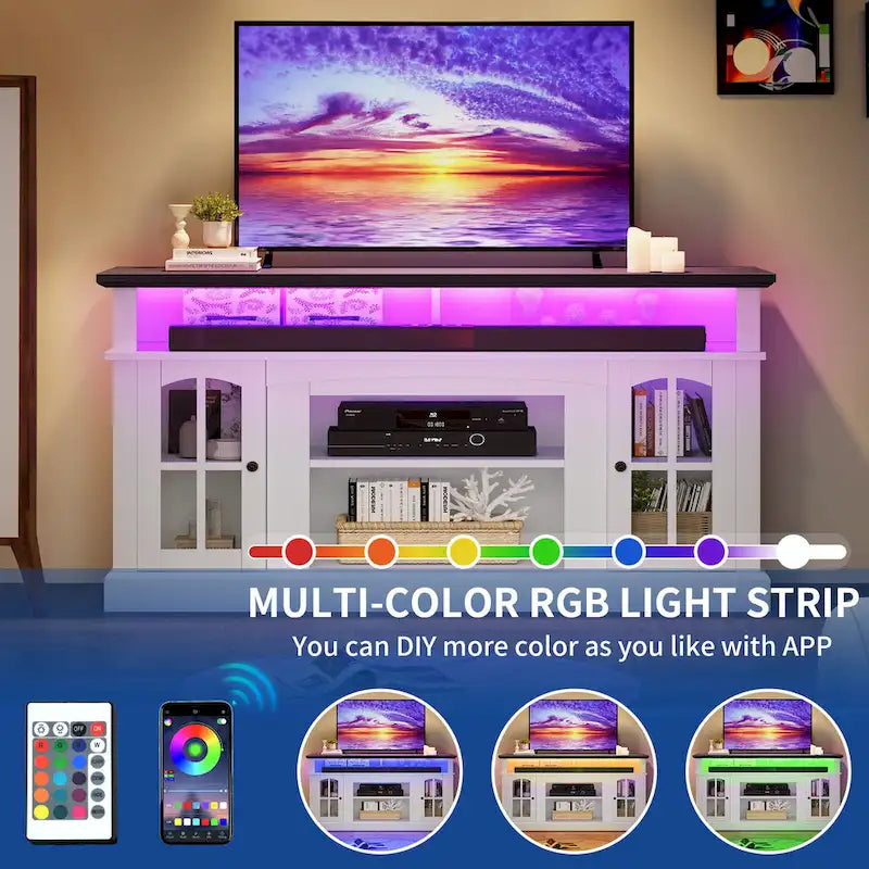 Moasis 58 Meuble TV surélevé Meuble TV de Ferme Meuble TV Console Multimédia pour TV jusqu'à 65 - 58 pouces