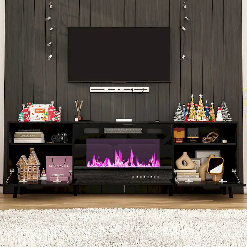 Meuble TV cheminée avec console TV cheminée électrique et télécommande
