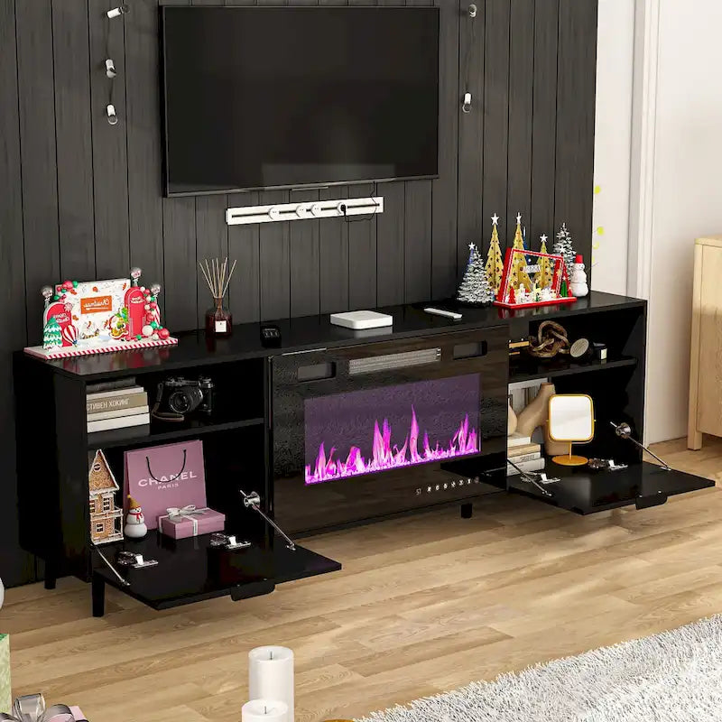 Meuble TV cheminée avec console TV cheminée électrique et télécommande