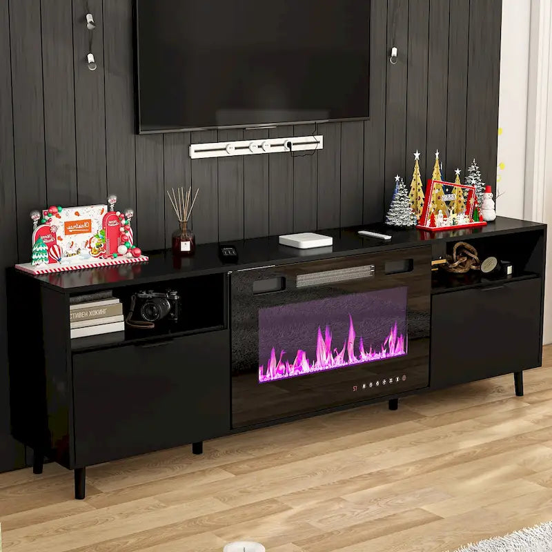 Meuble TV cheminée avec console TV cheminée électrique et télécommande