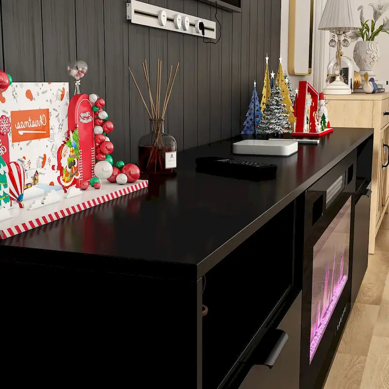 Meuble TV cheminée avec console TV cheminée électrique et télécommande