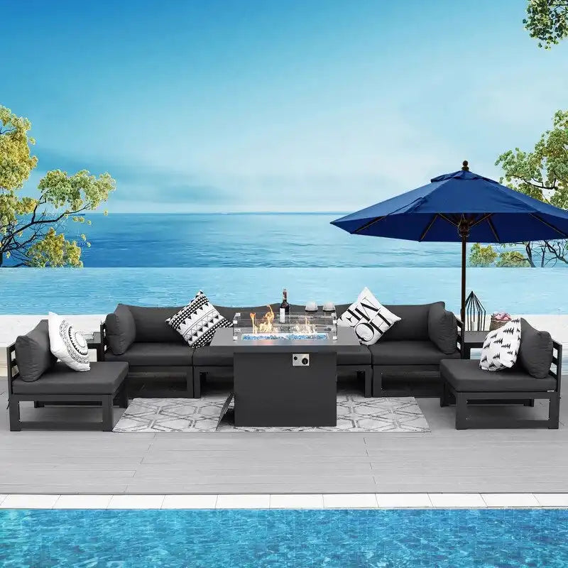 FINCATI Salon de jardin de luxe en aluminium avec canapé et table basse