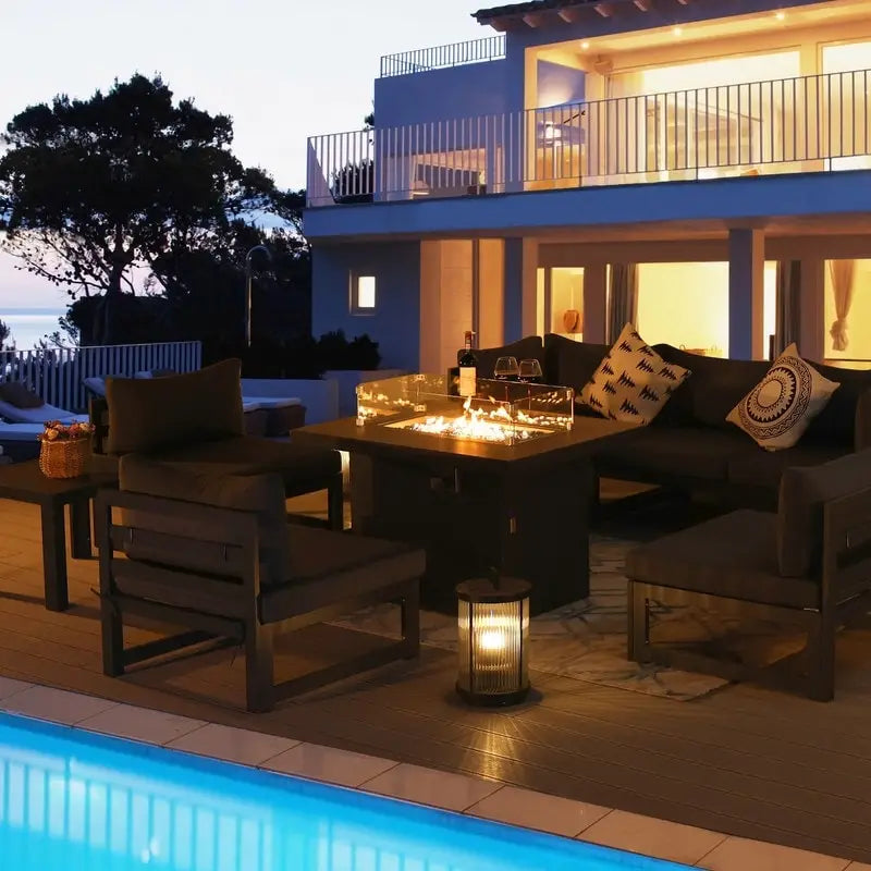 FINCATI Salon de jardin de luxe en aluminium avec canapé et table basse