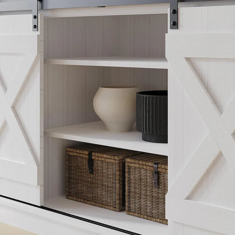 Console TV CraftPorch style vintage avec motif en X