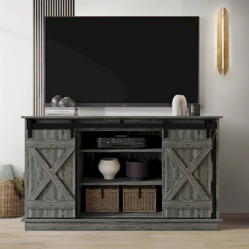 Console TV CraftPorch style vintage avec motif en X