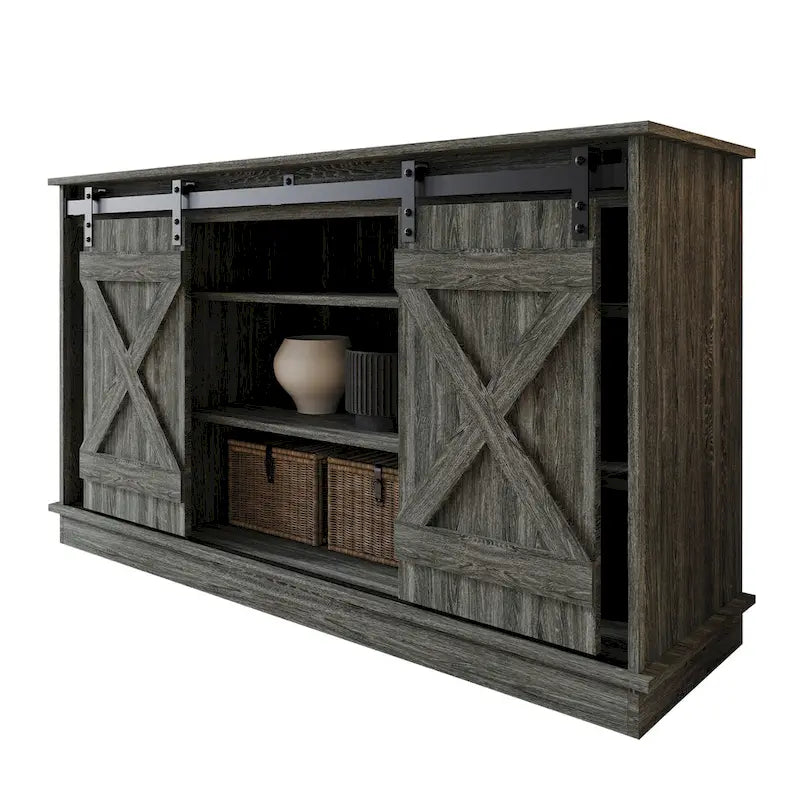 Console TV CraftPorch style vintage avec motif en X