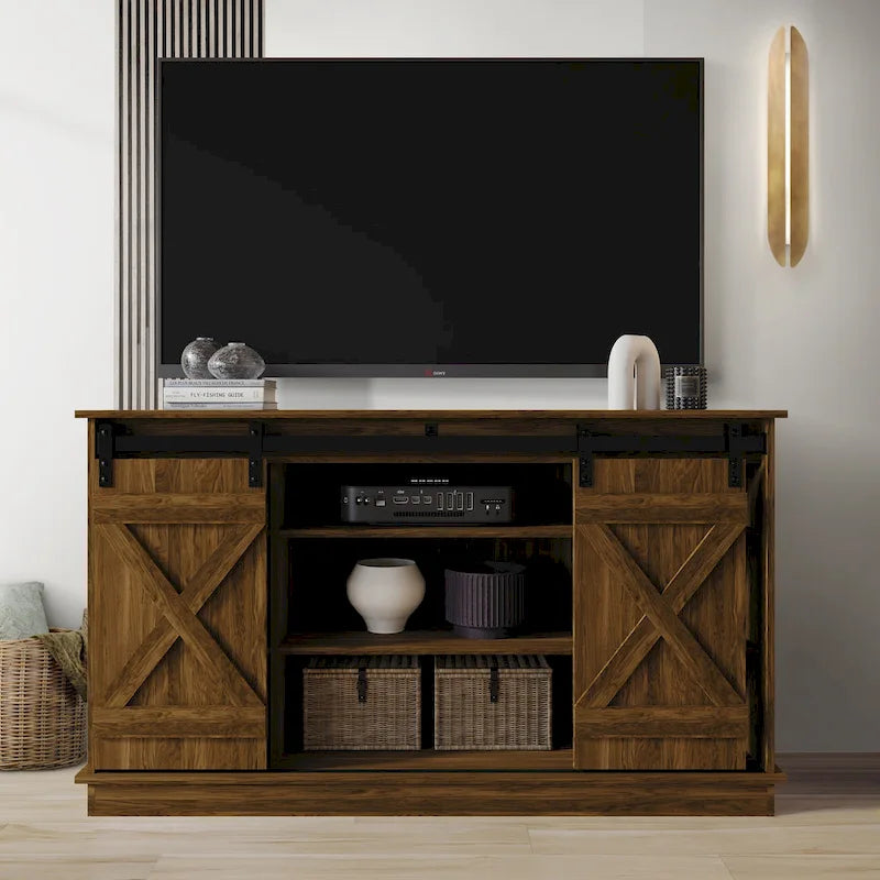 Console TV CraftPorch style vintage avec motif en X