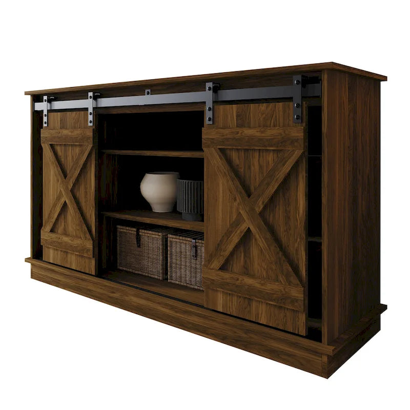 Console TV CraftPorch style vintage avec motif en X